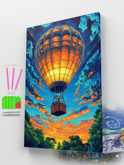 Hot Air Balloon at Sunset Diamond Painting Kit