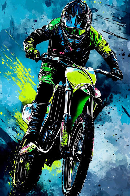 Vibrant Motocross Rider Diamond Painting Kit