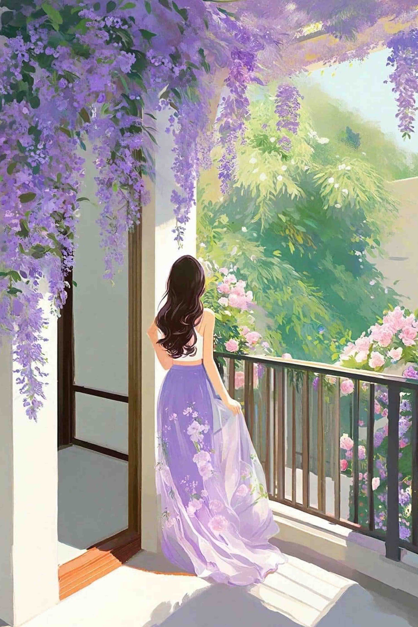 Woman in Purple Dress Diamond Painting Kit