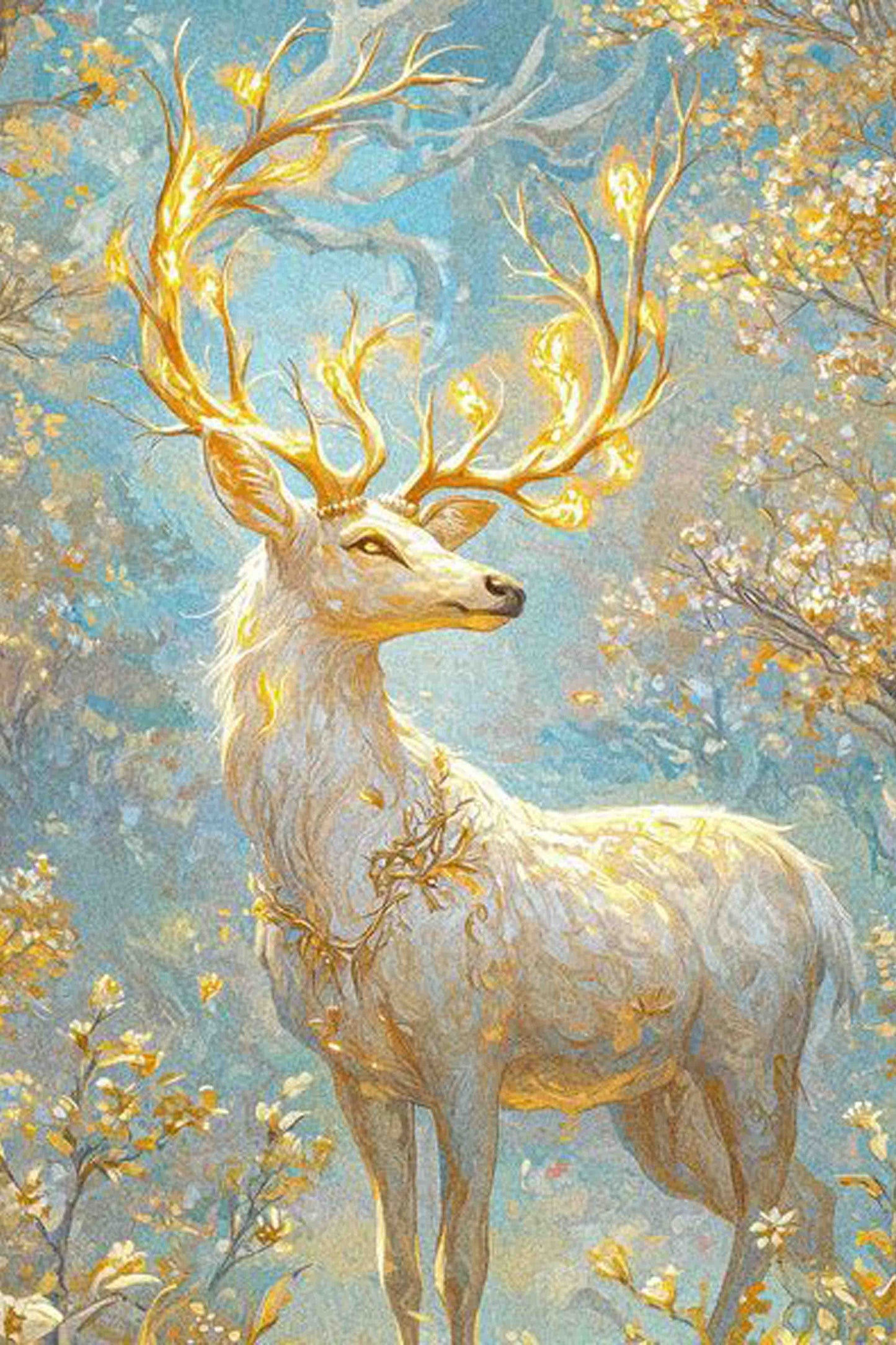 Golden Glow Deer Diamond Painting Kit