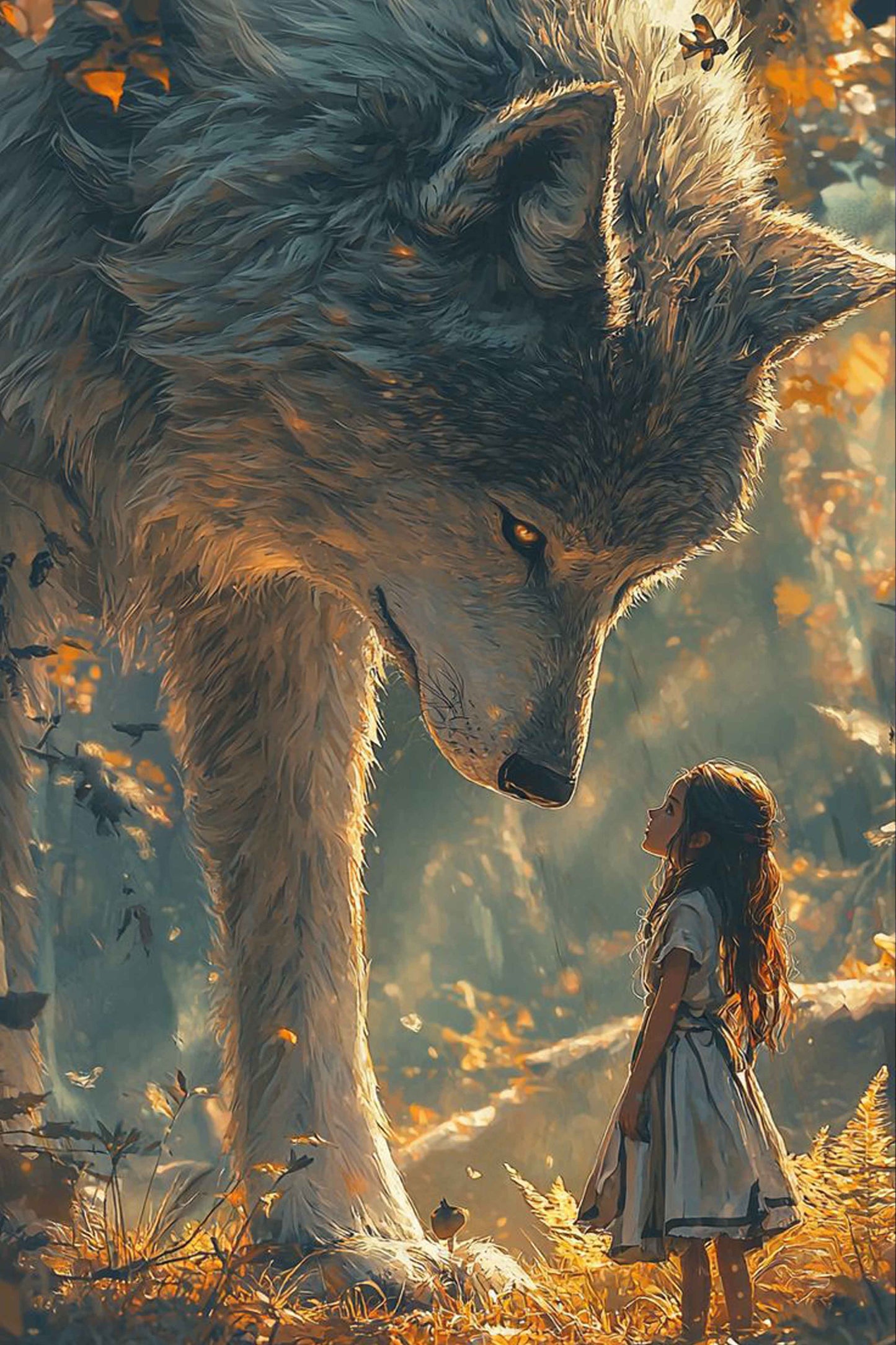 Little Girl and Majestic Wolf Diamond Painting Kit