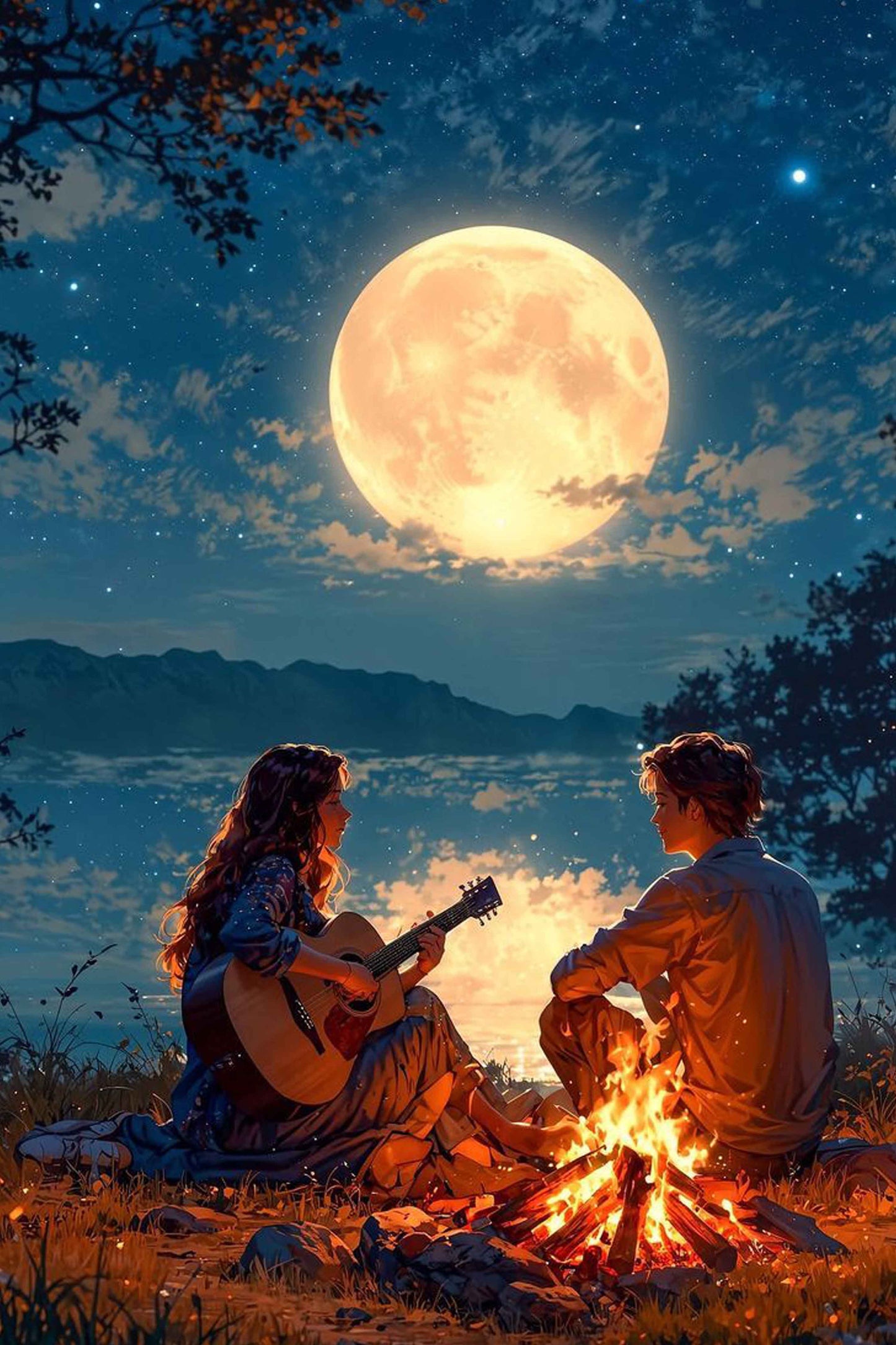 Romantic Night Guitar Art Diamond Painting Kit
