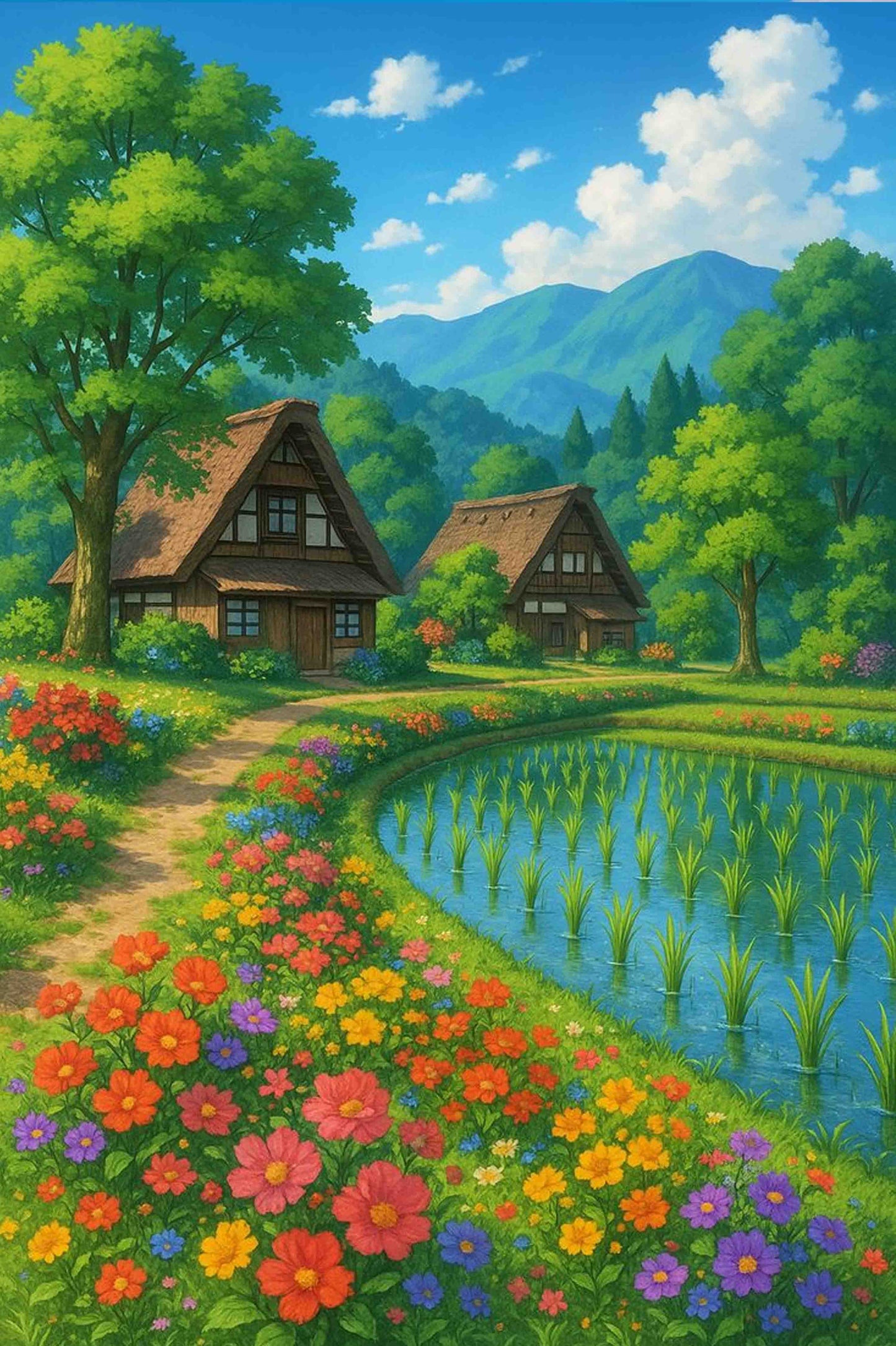 Traditional Japanese Village Paint by Numbers Kit