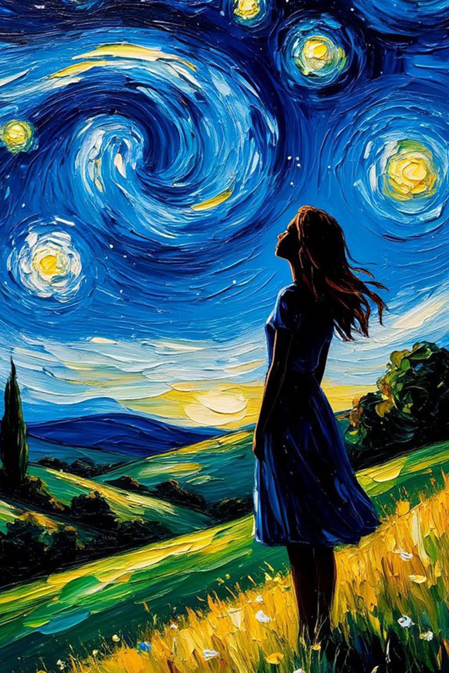 Starry Night Girl Paint by Numbers Kit