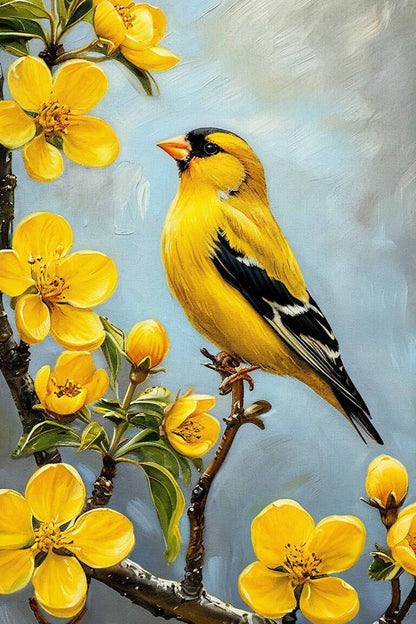 Yellow Bird on Flower Diamond Painting Kit