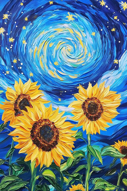 Sunflowers Under the Stars Paint by Numbers kit