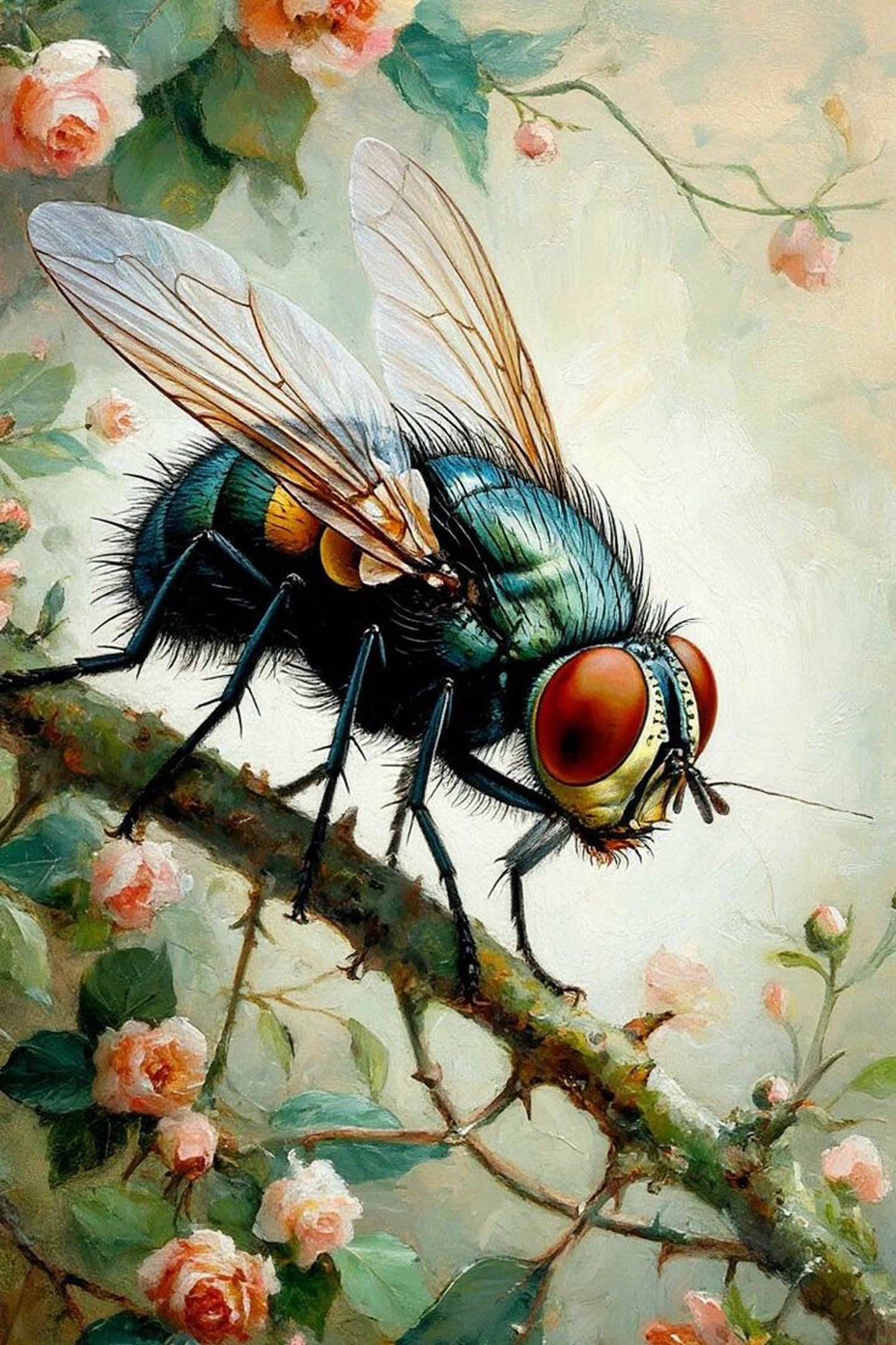 Giant Fly on Flowers Diamond Painting Kit