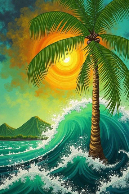 Tropical Sunset Beach Paint by Numbers Kit