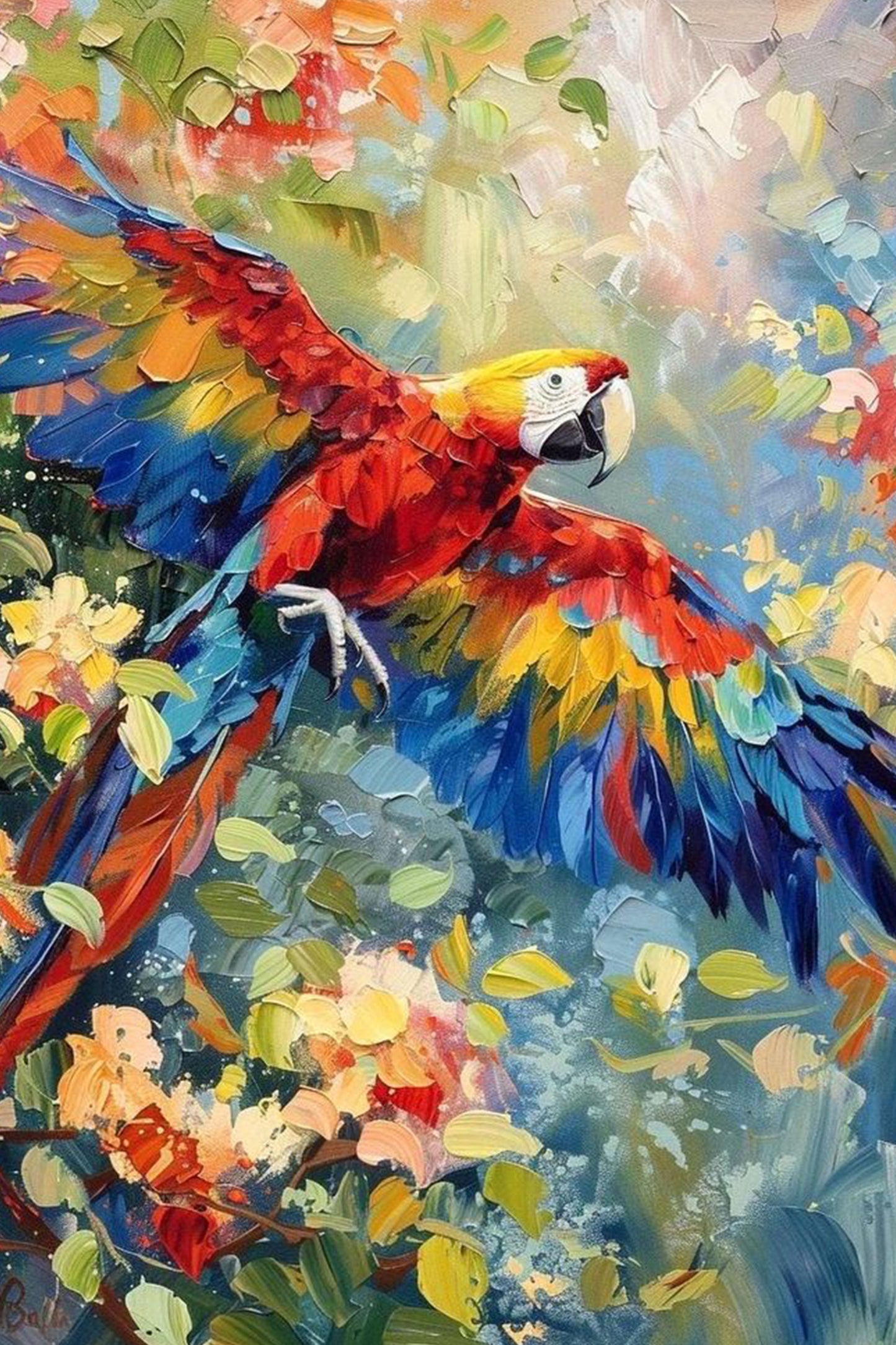 Macaw in Flight Paint by Numbers Kit