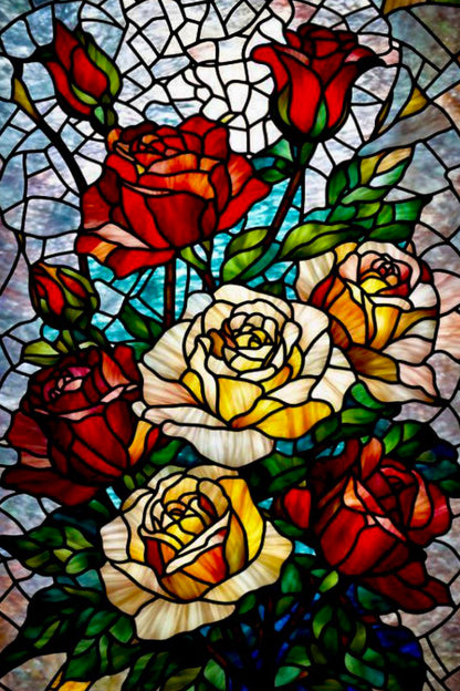 Stained Glass Rose Bouquet Paint by Numbers Kit