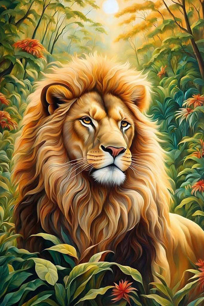 Lion King In Forest Diamond Painting Kit