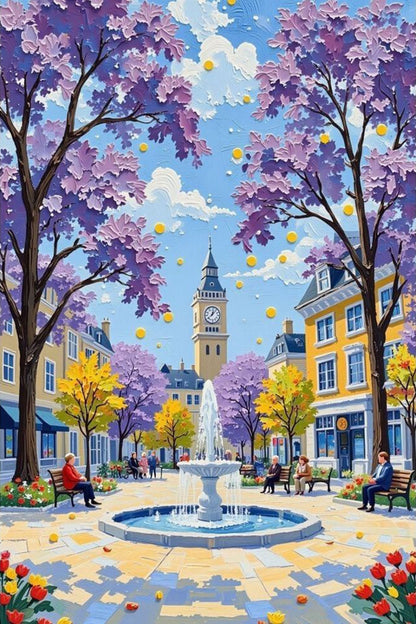 Purple City Square Paint by Numbers Kit