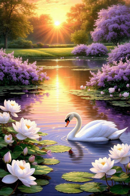 graceful white swan Diamond Painting Kit