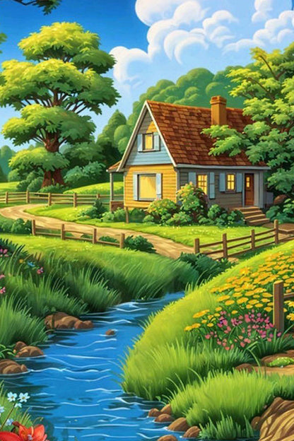 Summer Meadow House Paint by Numbers Kit