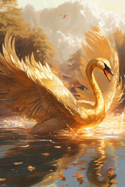 Golden Swan Diamond Painting Kit