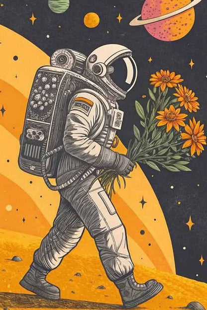 Floral Spaceman Paint by Numbers Kit