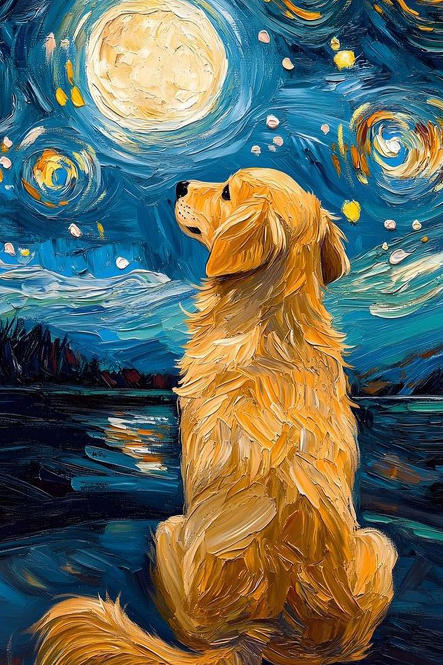 Starry Night Dog Paint by Numbers Kit