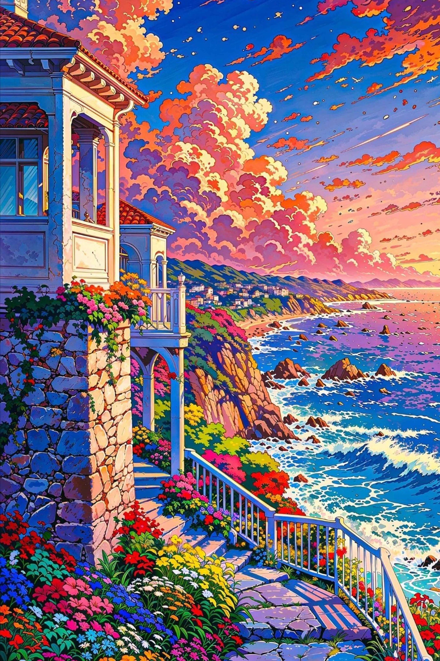 Coastal Cliffside at Sunset Paint by Numbers Kit