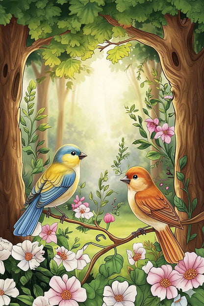 Two Birds on a Branch Paint by Numbers Kit