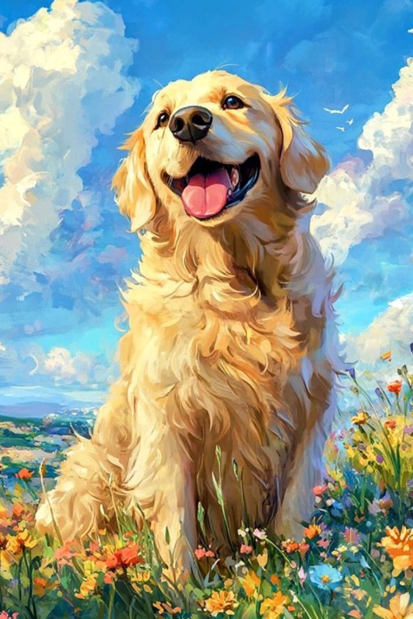 Golden Retriever in Flowers Paint by Numbers Kit