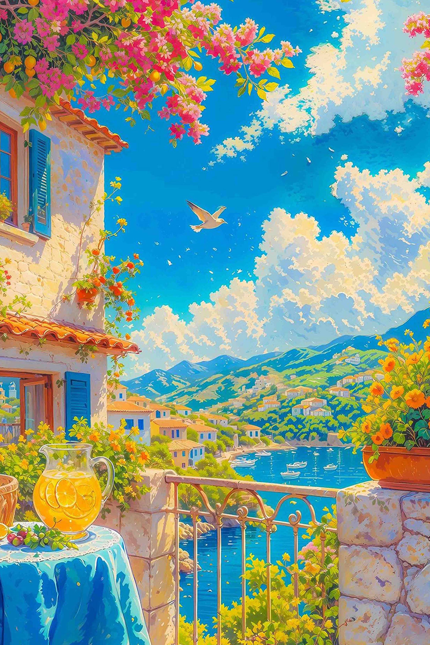 Seaside Villa View Paint by Numbers Kit