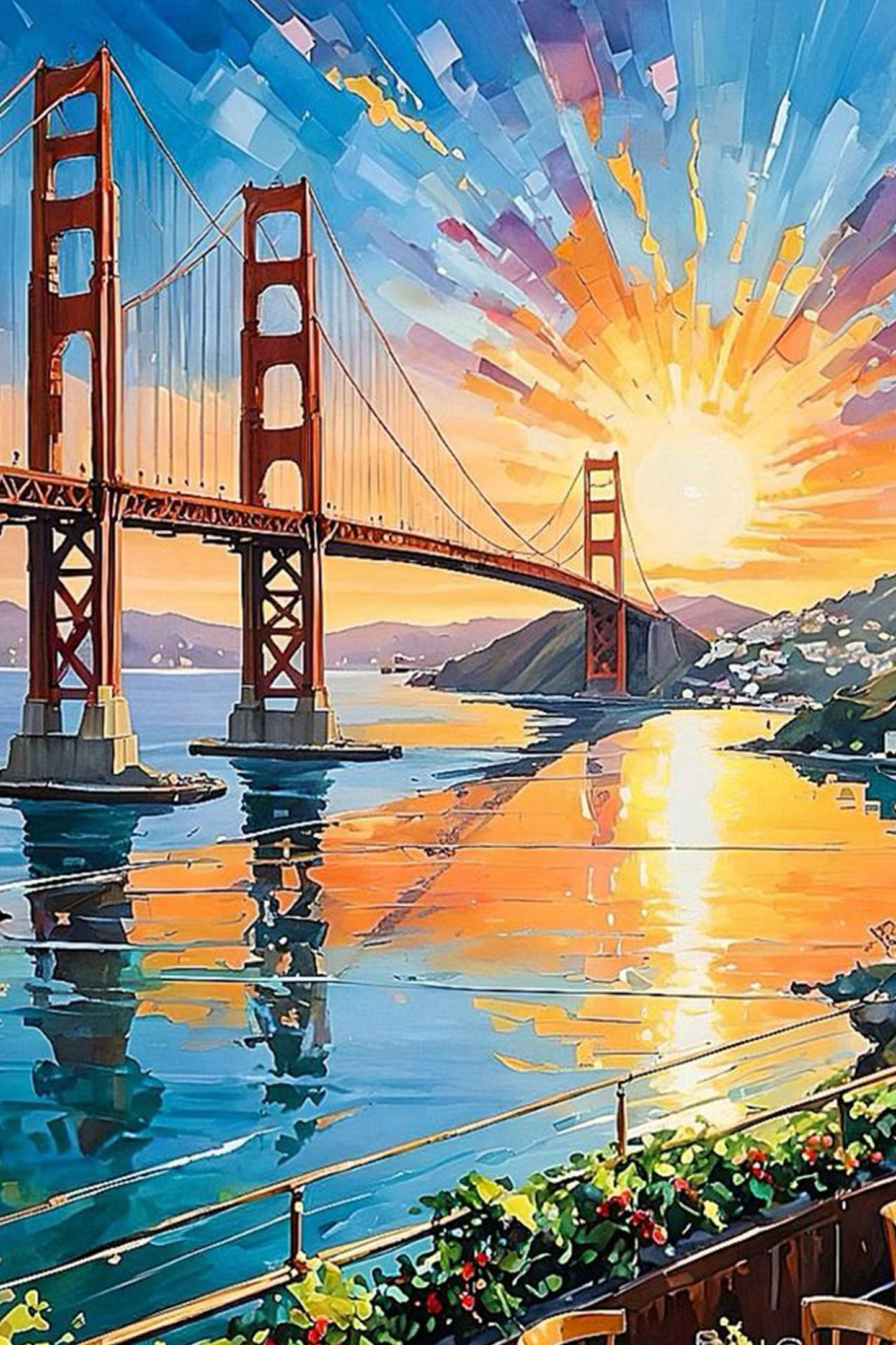 Vibrant Bridge Sunset Paint by Numbers Kit