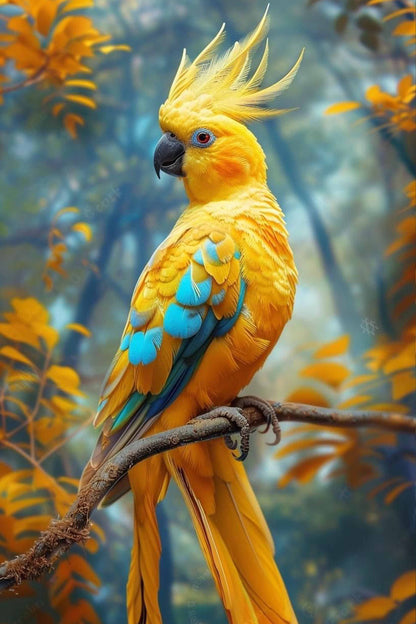 Yellow and Blue Parrot Wall Art Diamond Painting Kit
