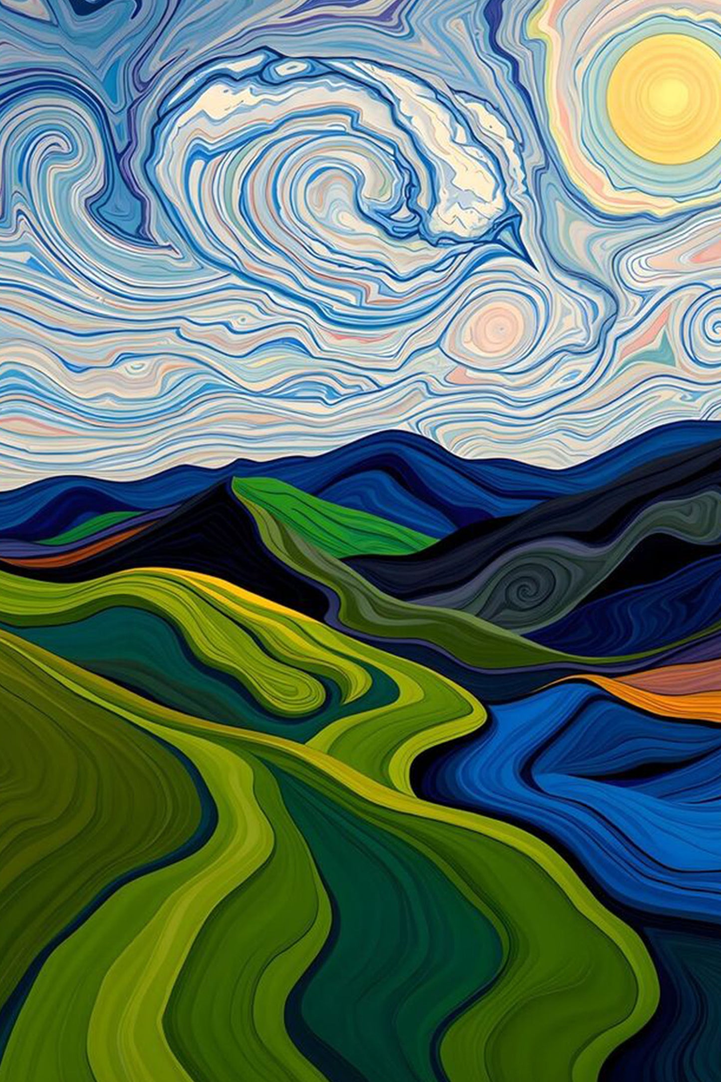 Abstract Green Hills Paint by Numbers Kit