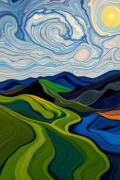 Abstract Green Hills Paint by Numbers Kit