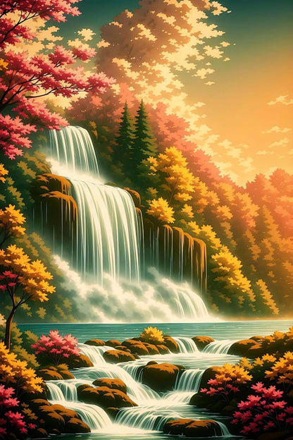 Autumn Waterfall Paint by Numbers Kit