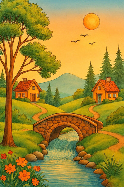 Bridge Over Stream Paint by Numbers Kit