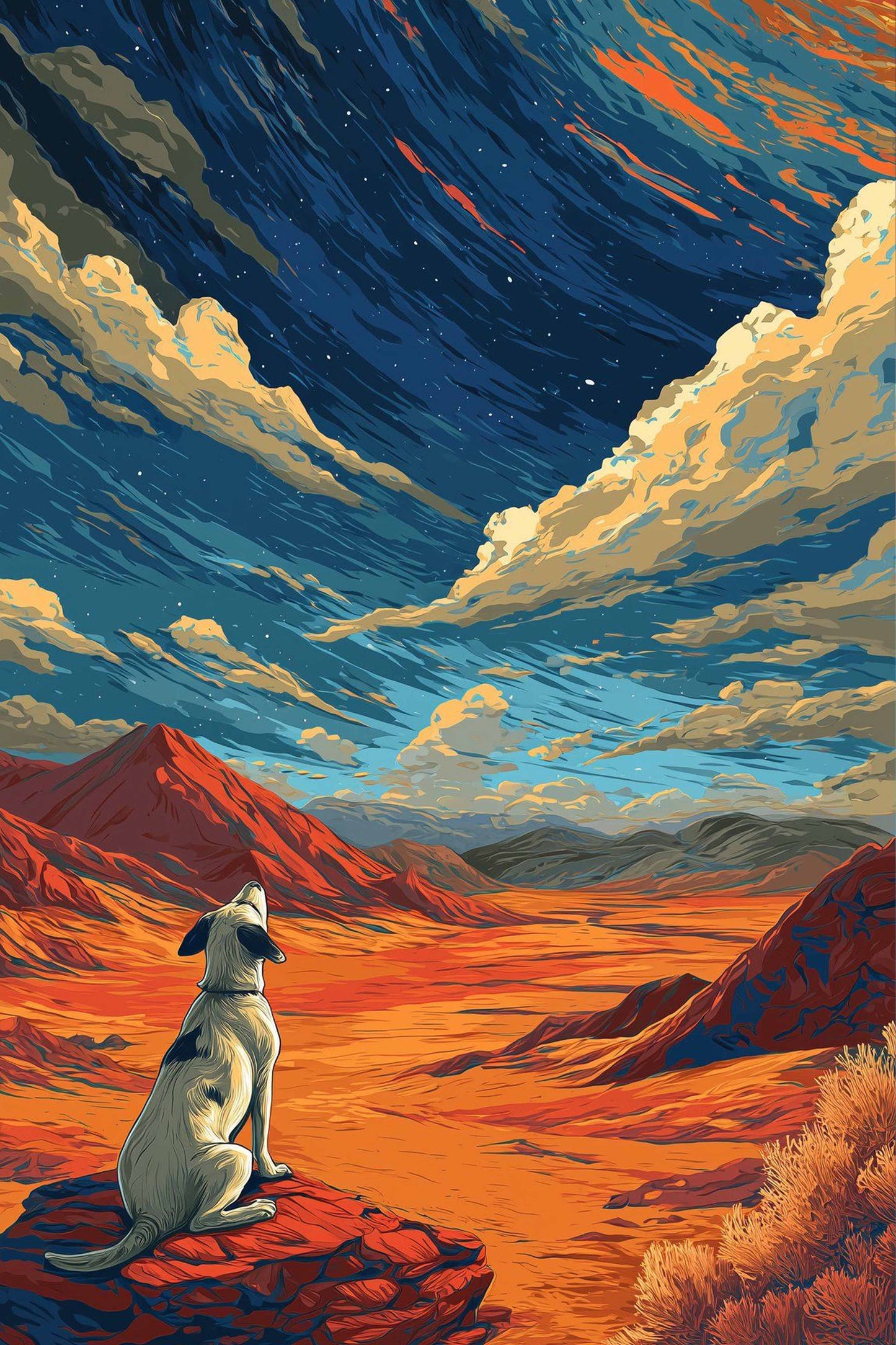 Dog on a Rock in the Desert Paint by Numbers Kit