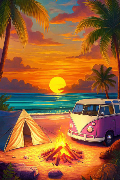 Tropical Beach Sunset Van Paint by Numbers Kit