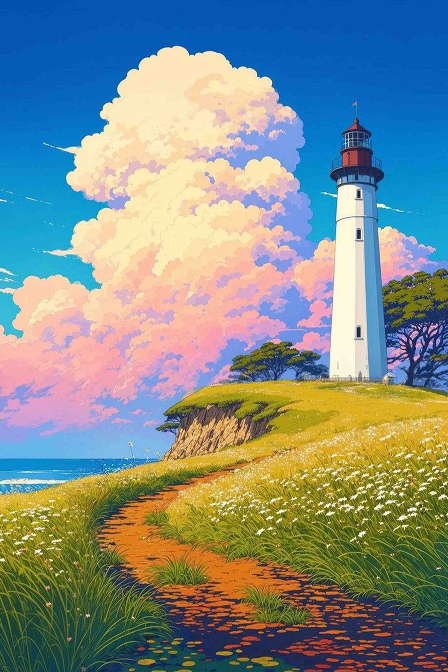 Lighthouse on a Hill Paint by Numbers Kit