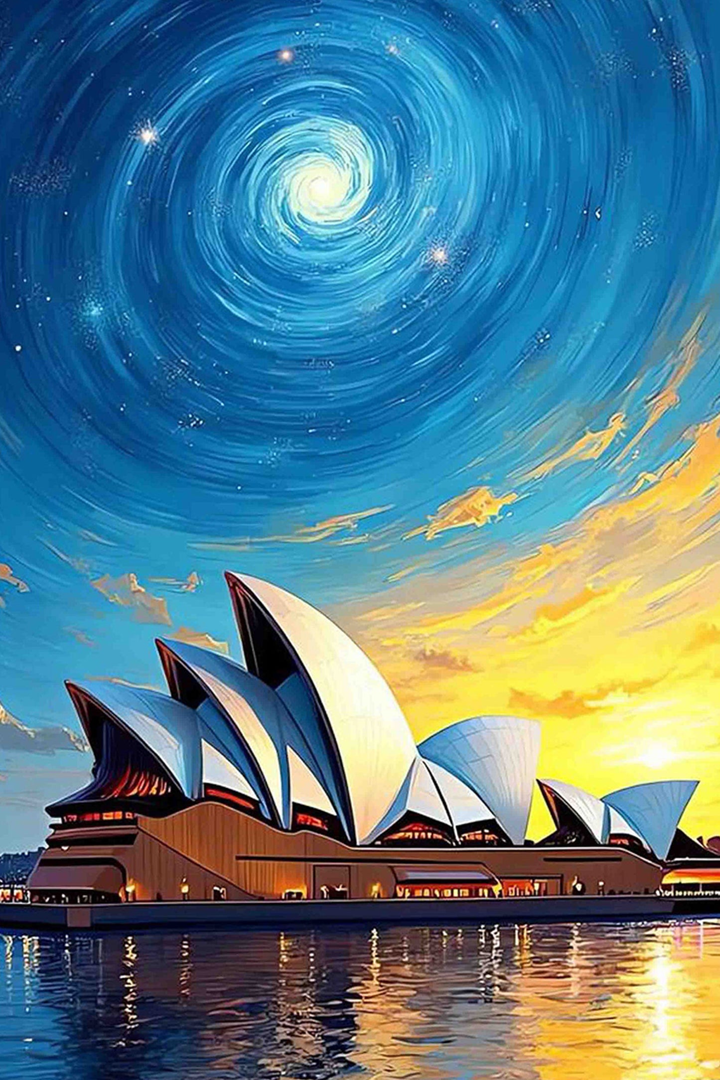 Starry Night Opera House Paint by Numbers Kit