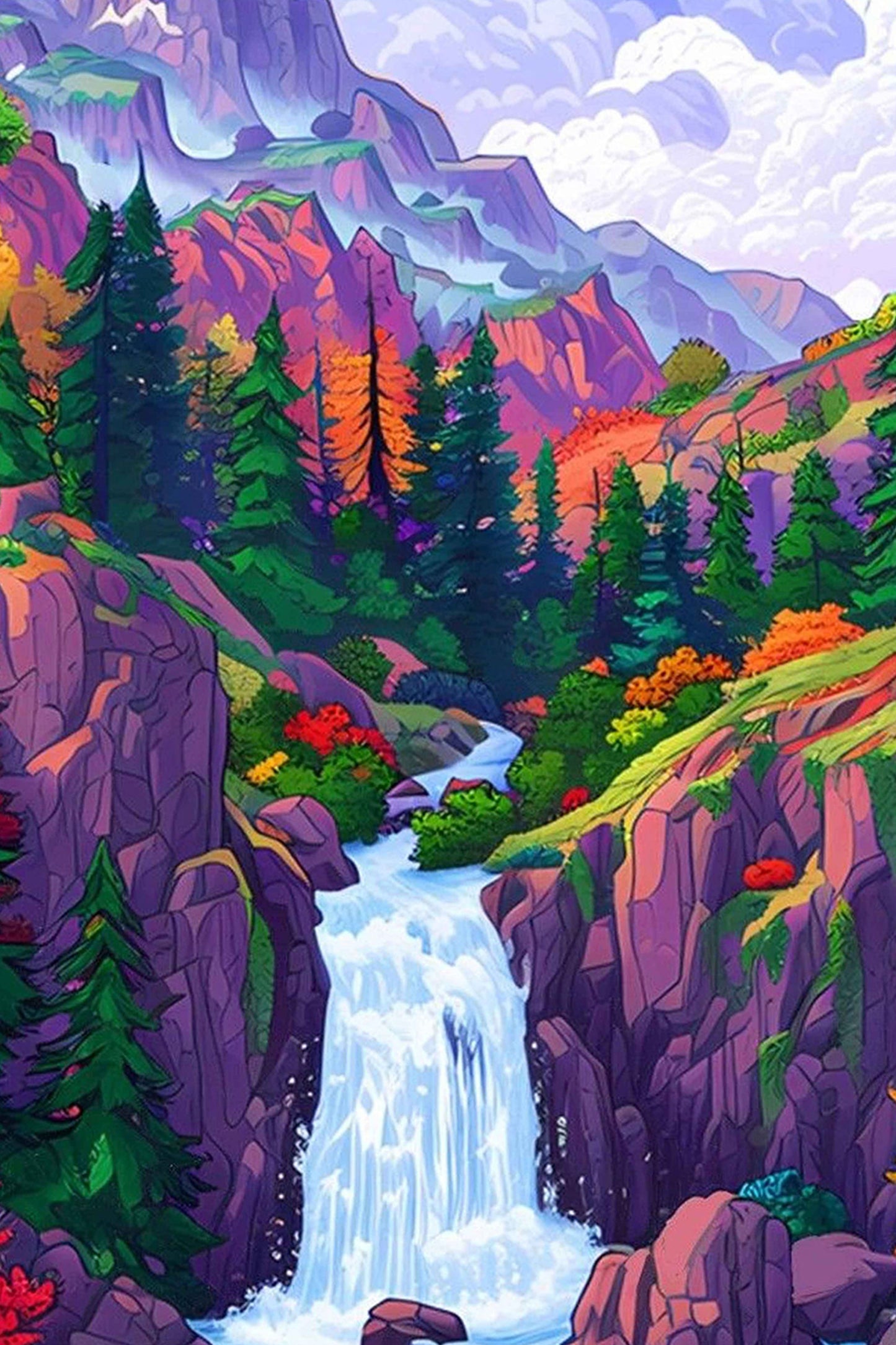Mountain Waterfall Paint by Numbers Kit