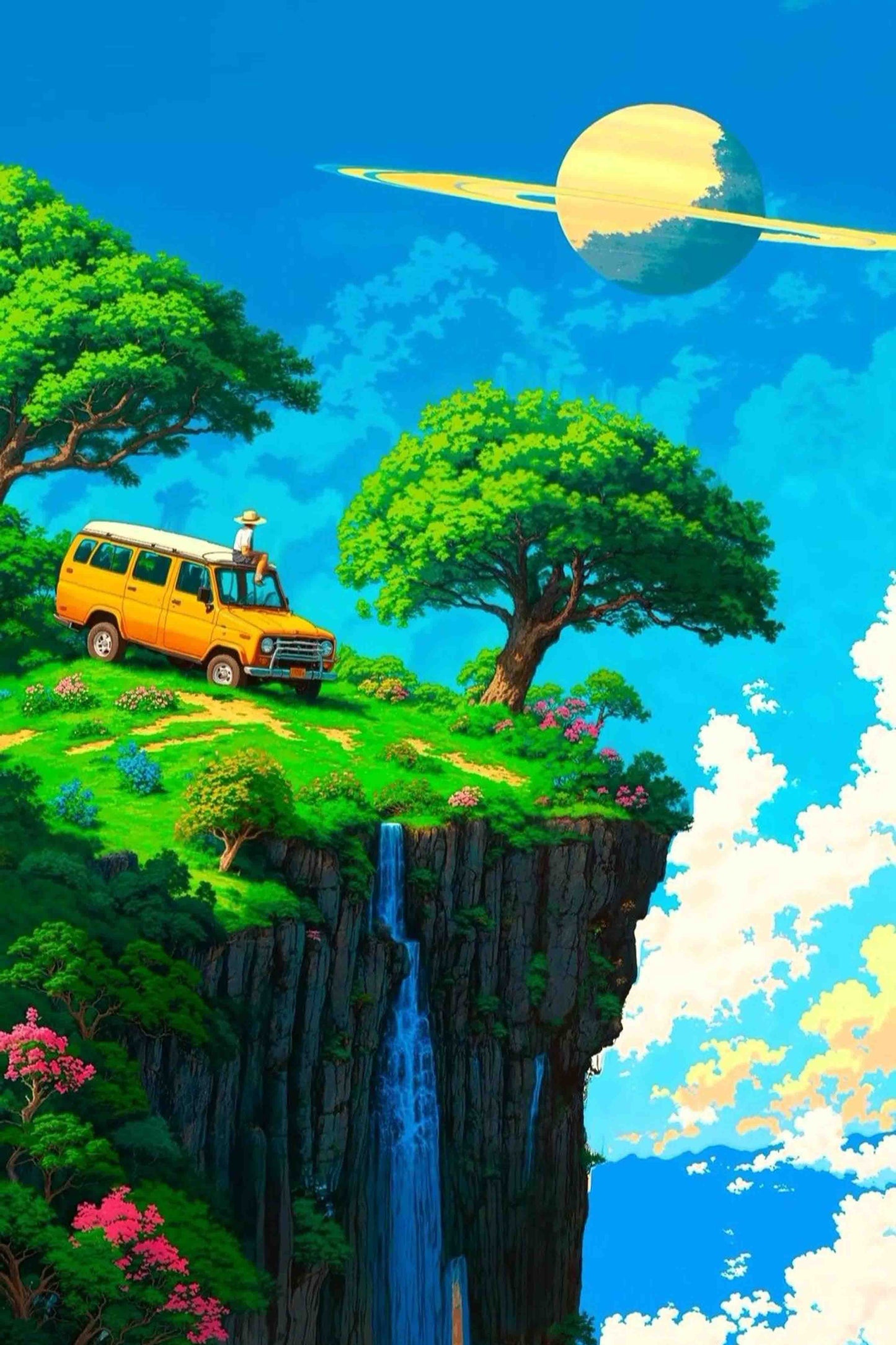 Cliffside Van with Ringed Planet Paint by Numbers Kit