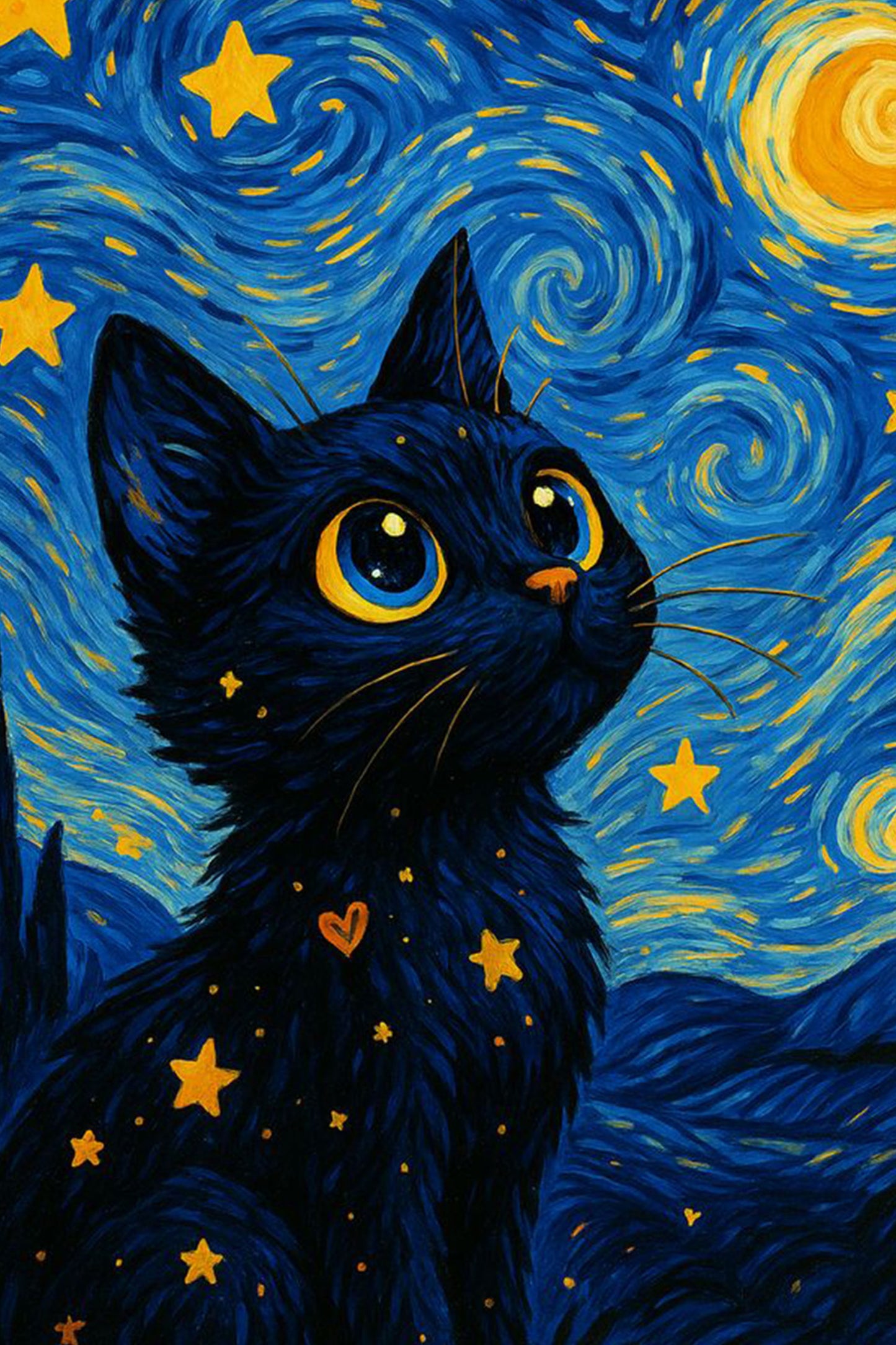 Starry Night Cat Paint by Numbers Kit