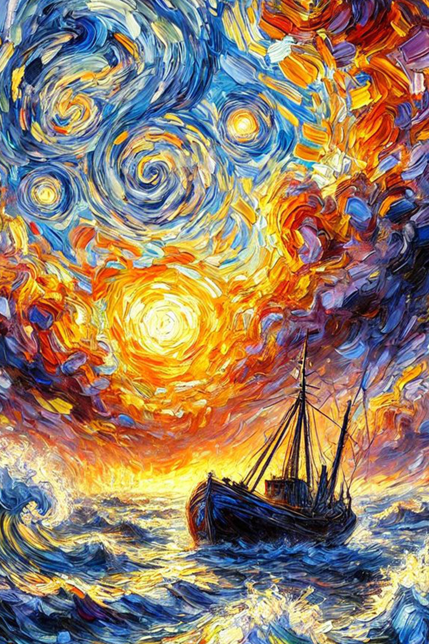 Starry Night Ship Paint by Numbers Kit
