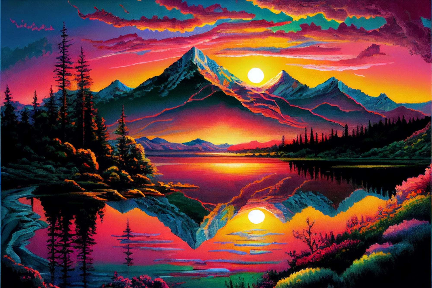 Rainbow Mountain Sunset | Diamond Painting Kit - Paint with Gemz