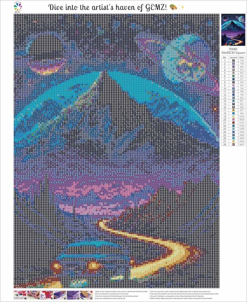 Ride to cosmos | Paint by diamonds canvas