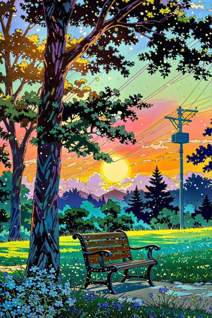 Sunset Serenity in the Park Diamond Painting Kit